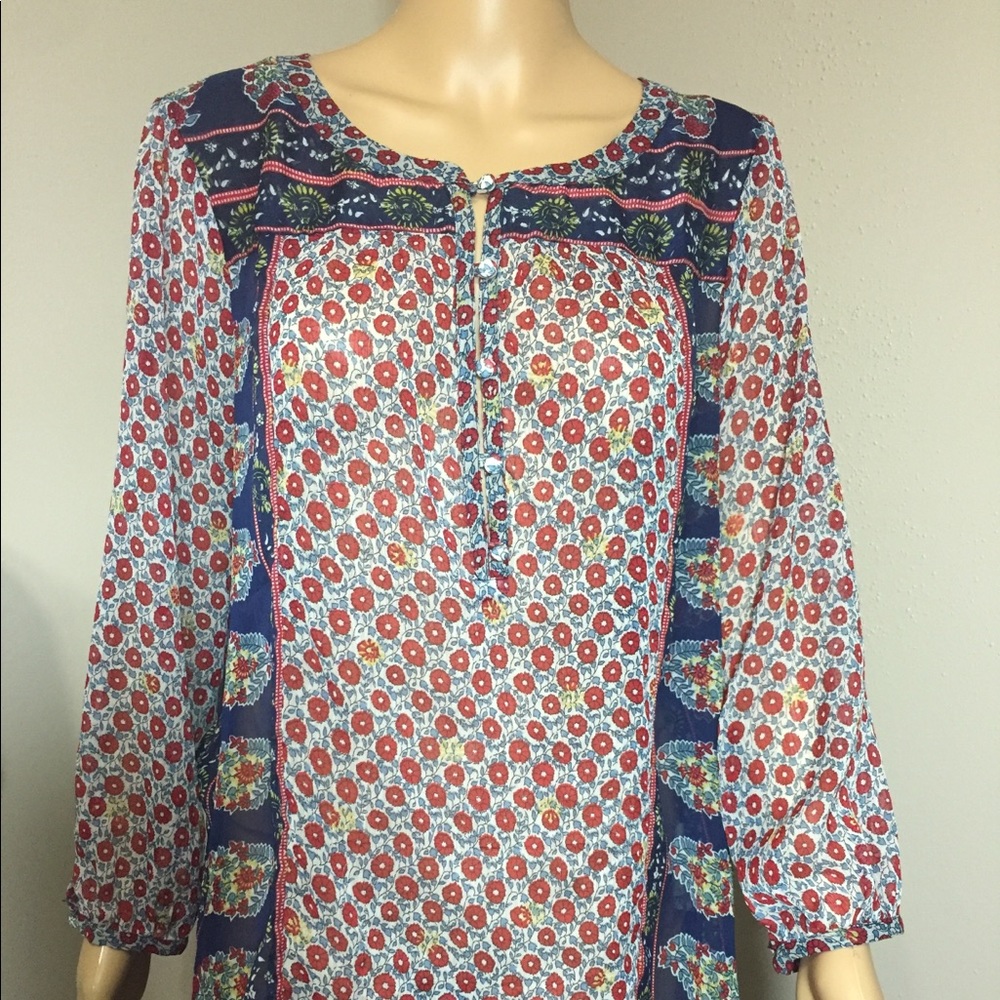 Lucky Brand Live in Love Sheer Floral Blouse